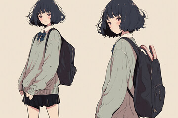 Captivating Back View of a High School Girl in Hyper-Clarity - 超鮮明に魅せる女子高生の後ろ姿