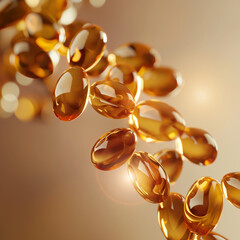Golden, Translucent  Capsules in Soft Focus