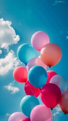 A bunch of colorful balloons floating in the sky
