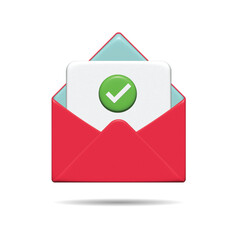 Mail envelope icon with new message notification. 3d Render Illustration