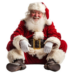 [Transparent Background PNG]Smiling Santa Claus sitting on the floor © Molang Visual
