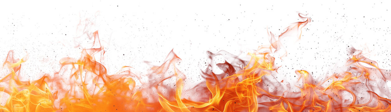 Fire flames isolated on transparent background. Generative AI