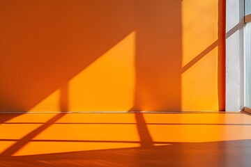 3d orange wall with window shadow in minimal style background for product display