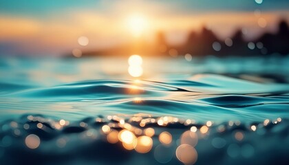 blur light on sea and ocean, clear water close up colorful background Ai generative 