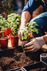 A person holding a plant, possibly used as a prop or decoration