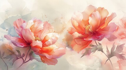 Delight in the graceful elegance of side-view flowers! Capture the delicate petals and stems in a watercolor style