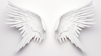 Fototapeta premium Angel wings on gray background.