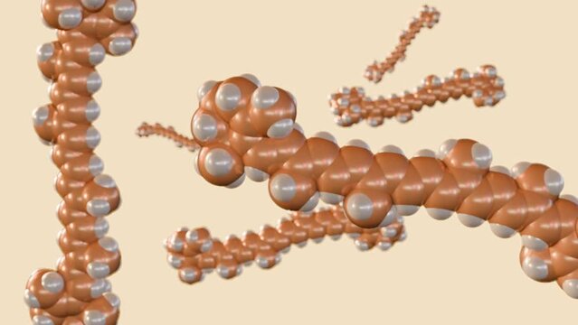 3D animation of beta-carotene molecules, also called carotenoids are considered antioxidants
