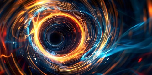 Abstract colorful spiral background with a black hole, wormhole or space time tunnel concept