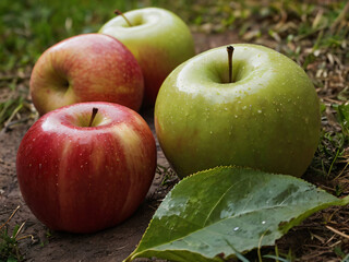 apples on the grass