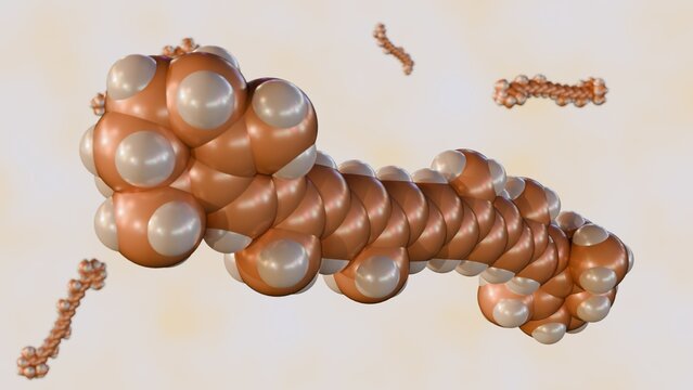 3D rendering of beta-carotene molecules, also called carotenoids are considered antioxidants