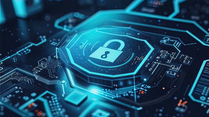 Fototapeta premium concept of secure connection or cyber security service, security lock with login and connection of verified credentials