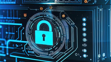 concept of secure connection or cyber security service, security lock with login and connection of verified credentials