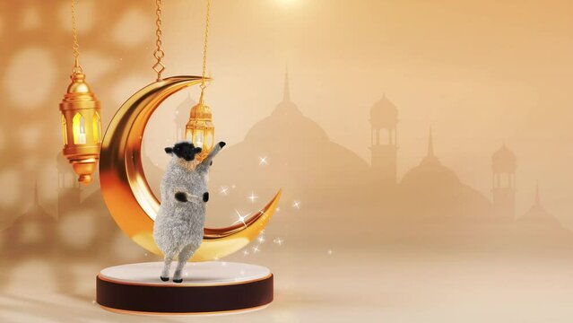 Eid Al Adha greetings sheep dancing 4k 