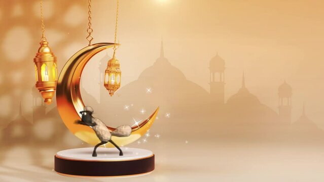 Eid Al Adha greetings sheep dancing 4k 