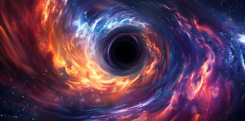 Abstract colorful spiral background with a black hole, wormhole or space time tunnel concept