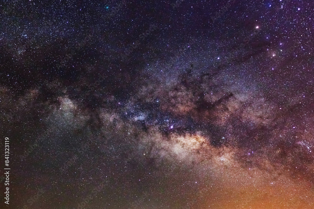 Wall mural the center of milky way galaxy with stars and space dust in the universe