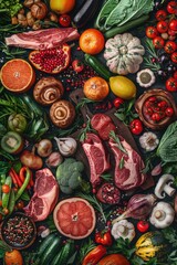 A colorful arrangement of various fruits and vegetables on a table