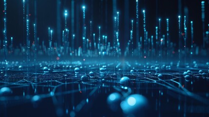 Abstract Blue Digital Data Network