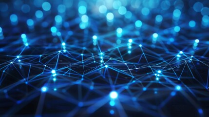 Blue Digital Network with Glowing Connections