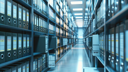 Technology-Enhanced Document Archive Room in Contemporary Office