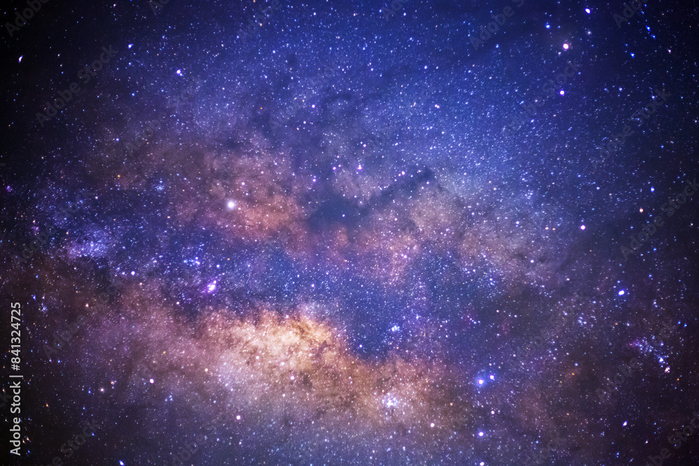 Wall mural the center of milky way galaxy with stars and space dust in the universe