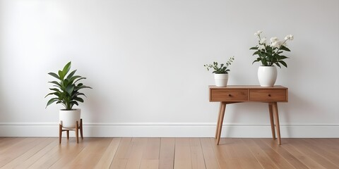 Frame mockup, Minimal room with an armchair on an empty white wall background. 3D render