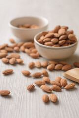 Almond nuts, Ingredient for making vegetarian and healthy food