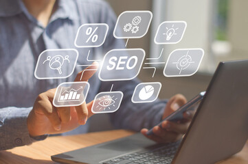 SEO Search Engine Optimization concept. the ranking traffic on websites and optimizing their...