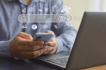 SEO Search Engine Optimization concept. the ranking traffic on websites and optimizing their...