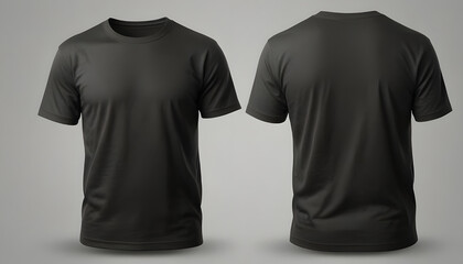 Black blank t-shirt mockup. t-shirt front and back side. male t shirt template. Generative Ai