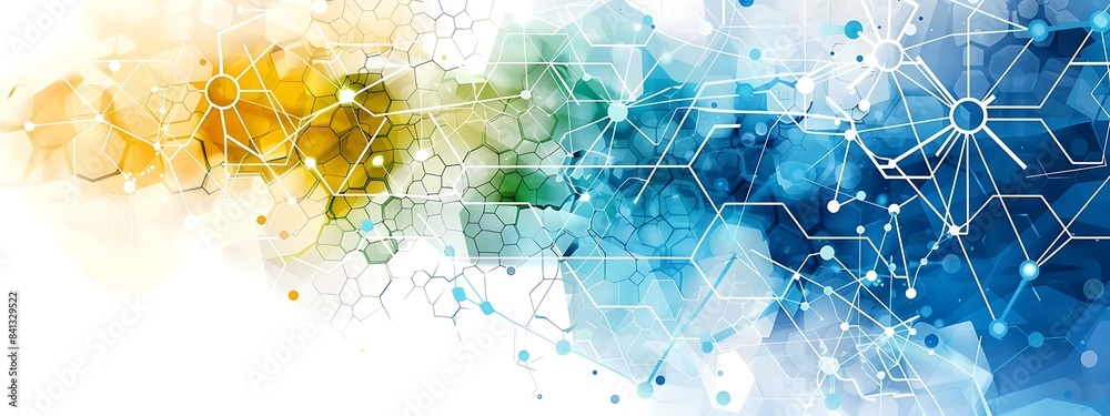 Aufkleber Abstract background with hexagons and digital connections on white background vector illustration