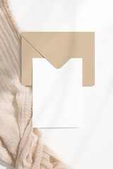 5x7 card mockup whit beige craft envelope 