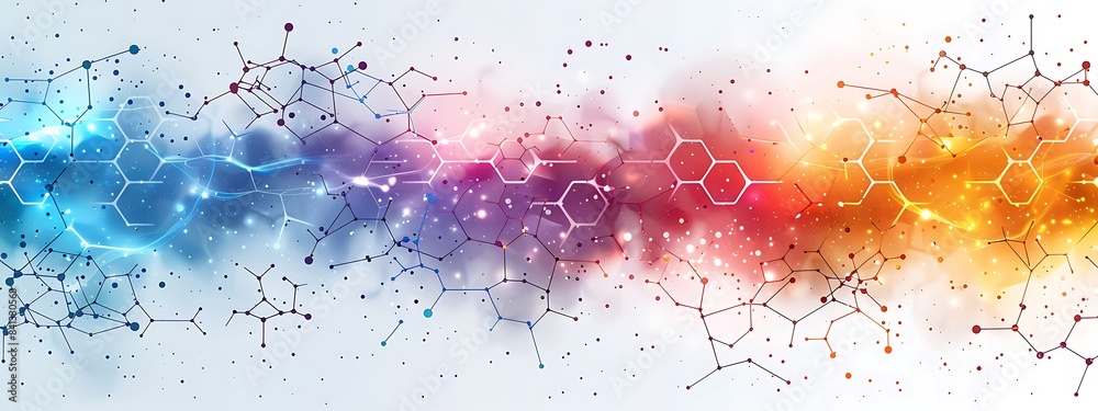 Aufkleber Abstract background with hexagons and digital connections on white background vector illustration