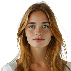 Fototapeta premium [Transparent Background PNG]portrait of a young woman with freckles and green eyes