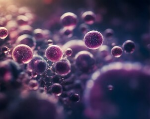 Abstract microscopic bacteria and viruses for microbiology, medicine and science concept background