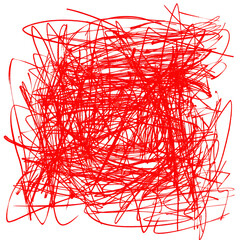 Naklejka premium Grungy round scribble circle. Red messy scratch isolated on white background