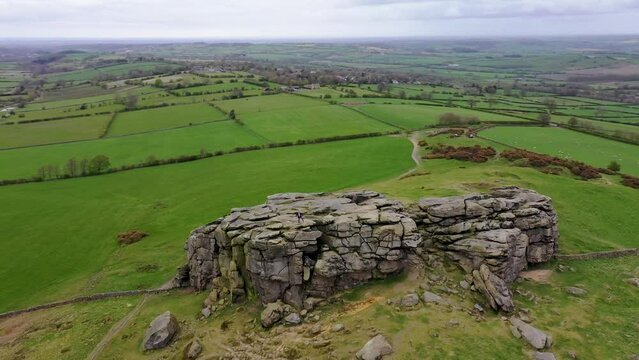 Aerial footage of the famous Brimham Rocks once known as Brimham Crags, is a 183.9-hectare biological Site of Special Scientific Interest and Geological Conservation