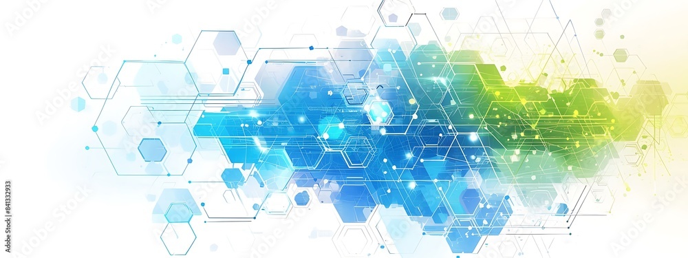 Aufkleber Abstract background with hexagons and digital connections on white background vector illustration