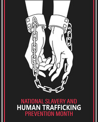 The concept of national slavery and human trafficking, female hands in chains. Illustration, vector.