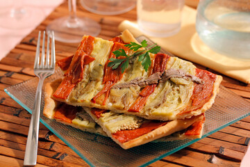 Peppers and anchovies focaccia.