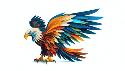 Eagle with vibrant feathers in creative illustration