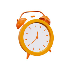 Orange retro alarm clock, 3D illustration
