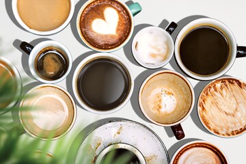 Aerial view of various coffee