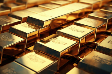 Stack of gold bars. Financial concepts.