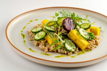 Colorful Barley Salad with Squash and Zucchini for a Refreshing Meal