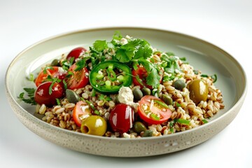 Mediterranean-Inspired Barley Grain Bowl with Fresh Tomatoes and Olives