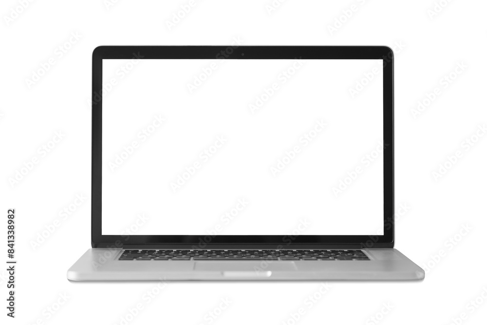 Wall mural laptop mockup - clipping path, studio shot of laptop computer with blank white screen for web site d