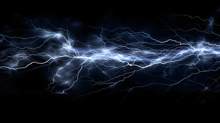 Flash of lightning on dark background. Thunderstorm lightning isolated 