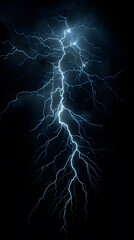 Flash of lightning on dark background. Thunderstorm lightning isolated 